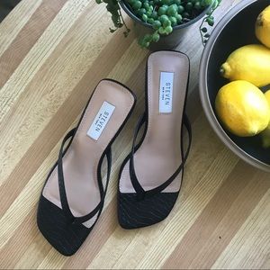 Alligator print square-toe mule sandals